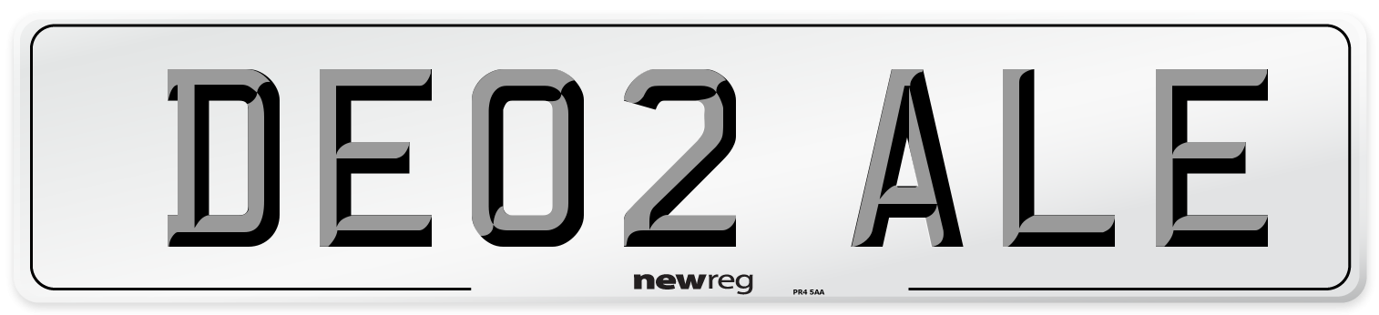 DE02 ALE Number Plate from New Reg